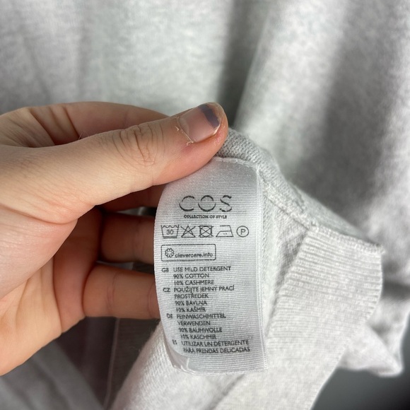 COS 10% Cashmere Grey Oversized Long Sleeve Sweater EUR S Pullover CrewNeck - Picture 4 of 6